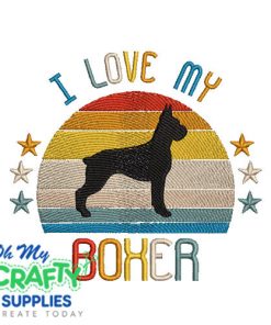 I Love My Boxer 523 Embroidery Design