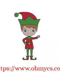 Jolly Christmas Boy Elf Embroidery Design