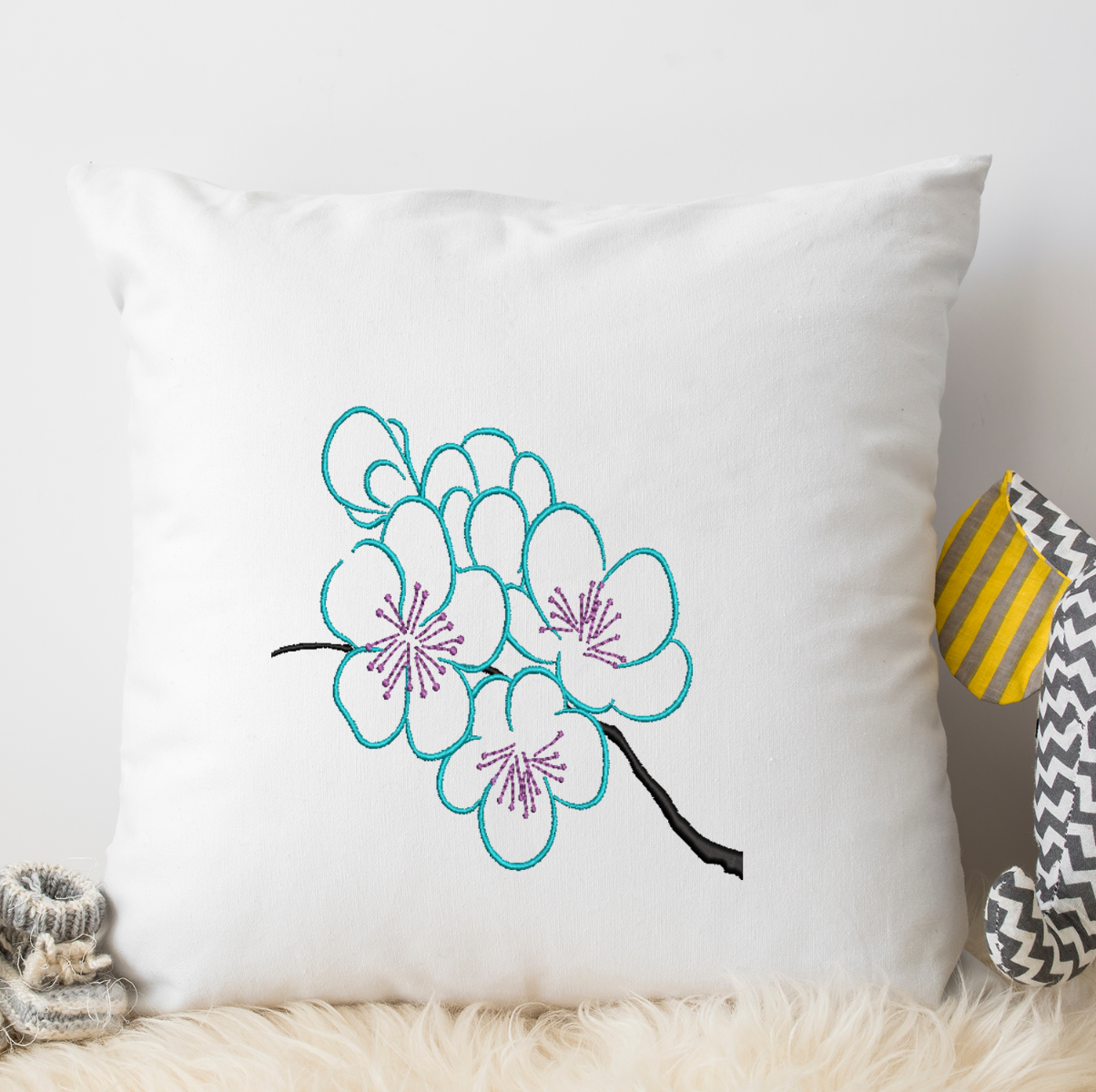 Branch with Flowers Embroidery Design