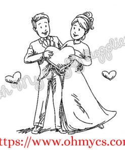 Bride and Groom Sketch Embroidery Design