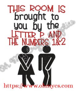 This room is brought to you by the letter p and the numbers 1&2 Embroidery Design