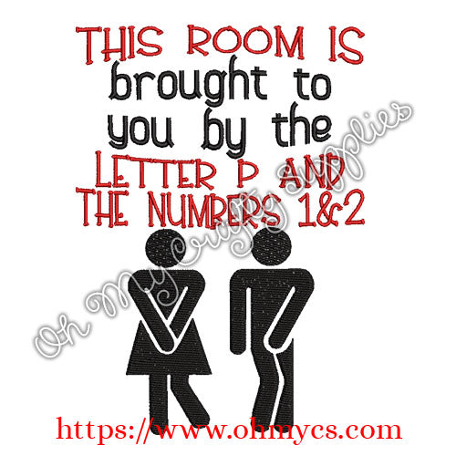 This room is brought to you by the letter p and the numbers 1&2 Embroidery Design