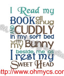 Bunny Story Book Embroidery Design