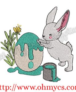 Bunny Painting Egg Embroidery Design