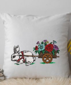 Bunny Wagon Embroidery Design