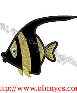 Black and Yellow Fish Embroidery Applique Design