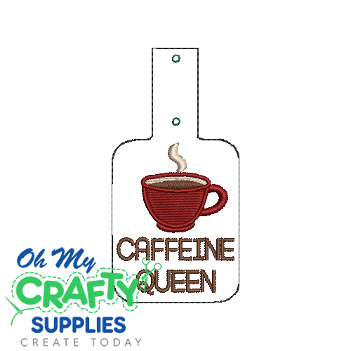 Caffeine Queen Key Fob Embroidery Design (KFC)