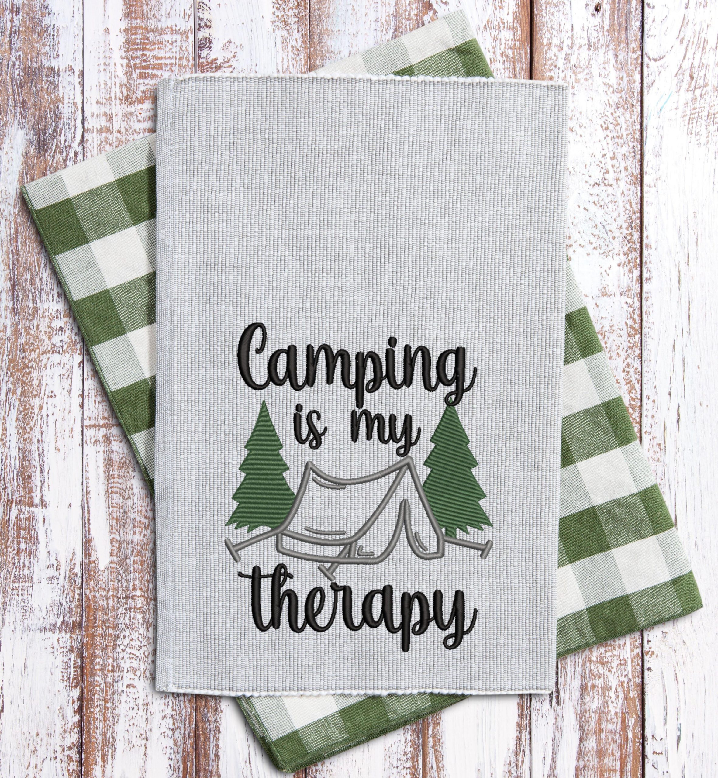 Camping is my Therapy Embroidery Design