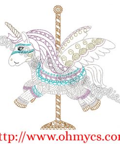 Carousal Unicorn Embroidery Design