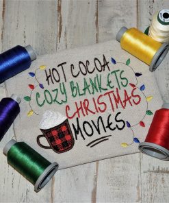 Cocoa Blanket Christmas Movies Embroidery Design