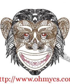Henna Chimpanzee Embroidery Design