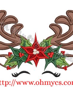 Christmas Crown Deer Applique