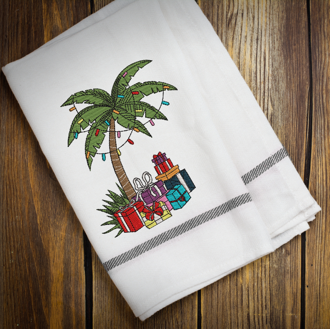 Christmas Palm Tree Embroidery Design