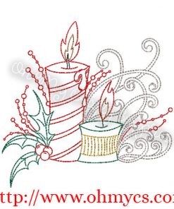 Christmas Candle Embroidery Design