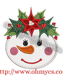 Christmas Crown Snow Woman Applique Design