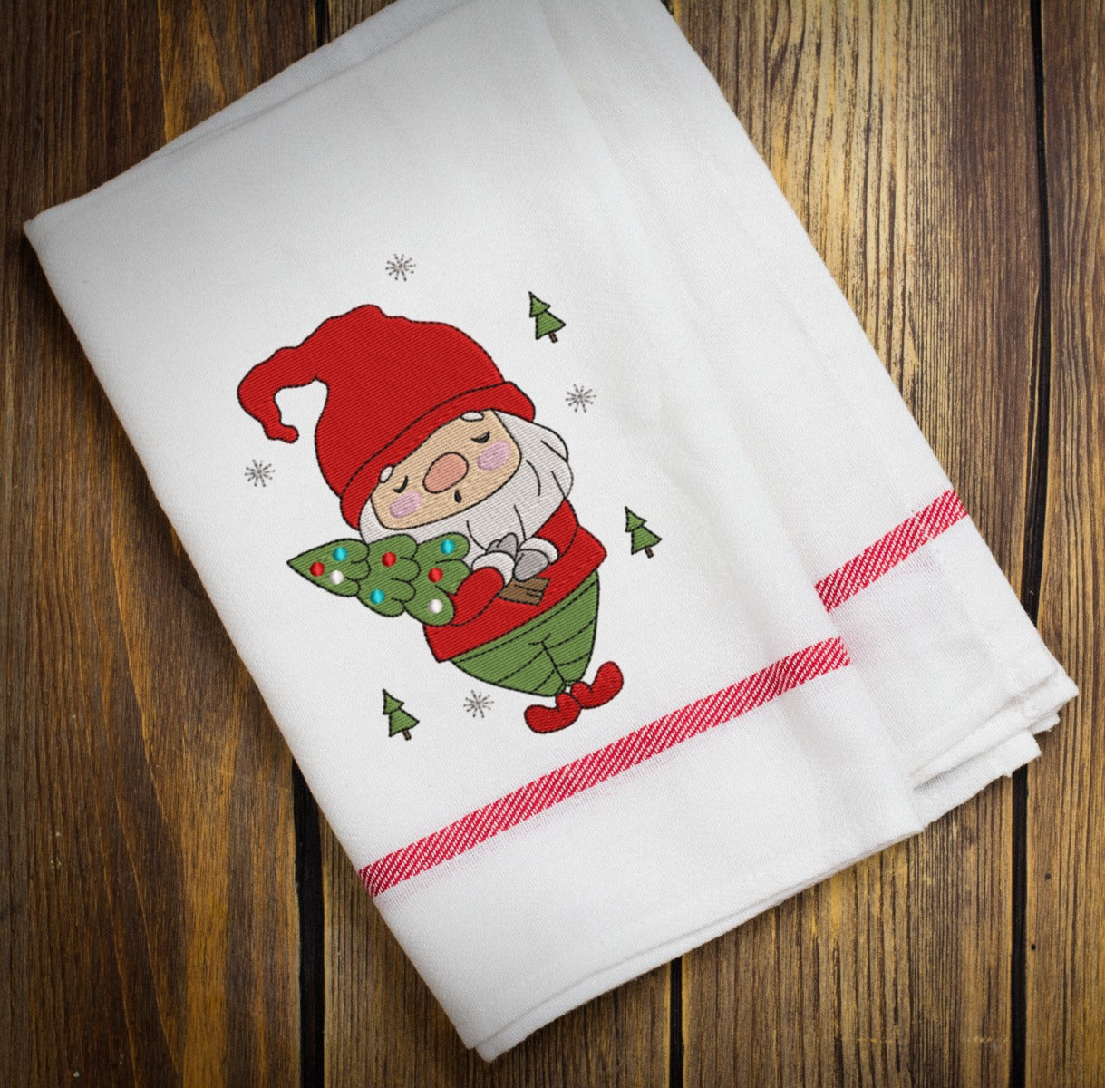 Christmas Tree Gnome Embroidery Design