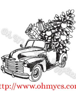 Christmas Truck Sketch Embroidery Design