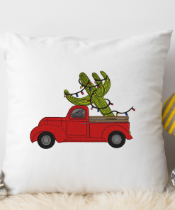 Cactus Christmas Truck Embroidery Design