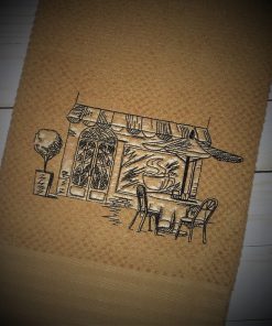 Coffee Shop Sketch Embroidery Design