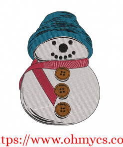 Happy Snowman Sketch in Color Embroidery Design