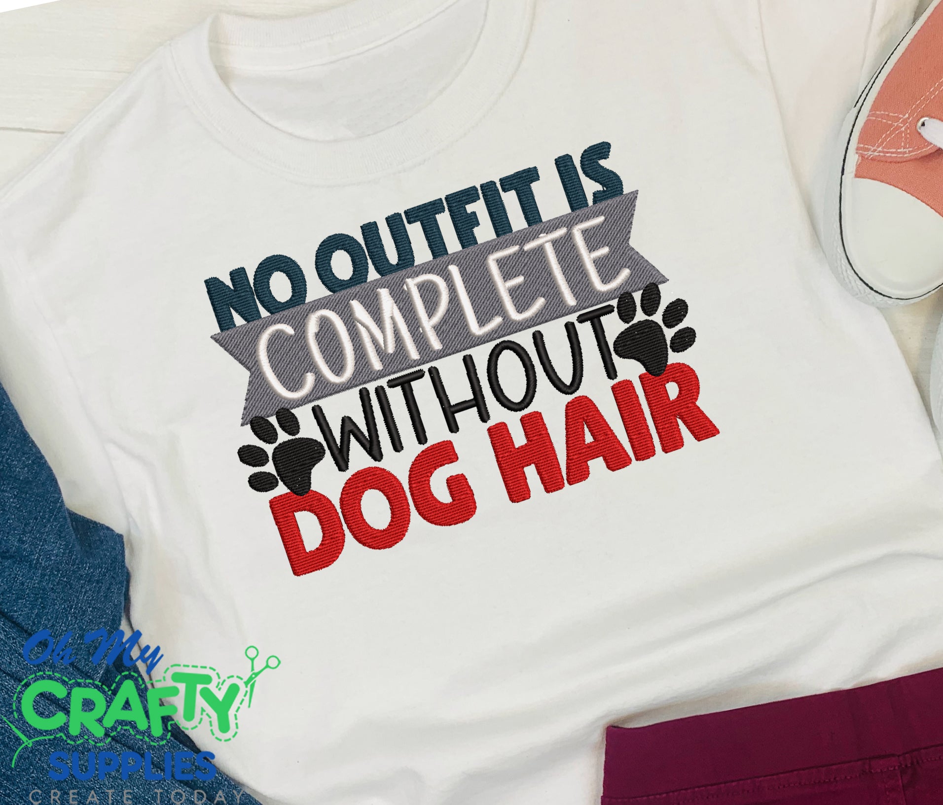 No Outfit Complete without Dog Hair Embroidery Design