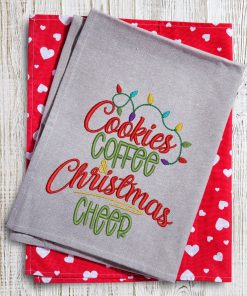 Cookies Coffee and Christmas Cheer embroidery Design