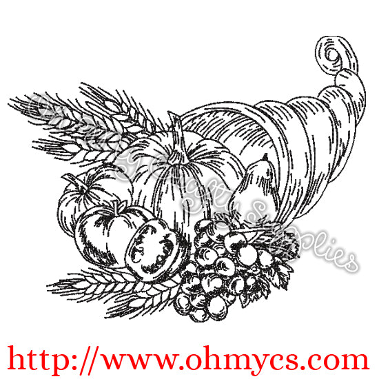 Cornucopia Sketch Embroidery Design