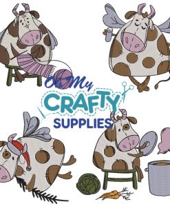 Cow Collection Embroidery Designs Set of 4