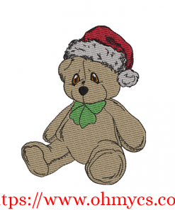 Cuddles Christmas Teddy Colored Sketch Embroidery Design
