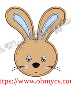 Cute Boy Easter Bunny Head Applique Design