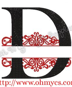 D Split Letter Embroidery Design