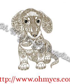 Henna Dachshund Embroidery Design