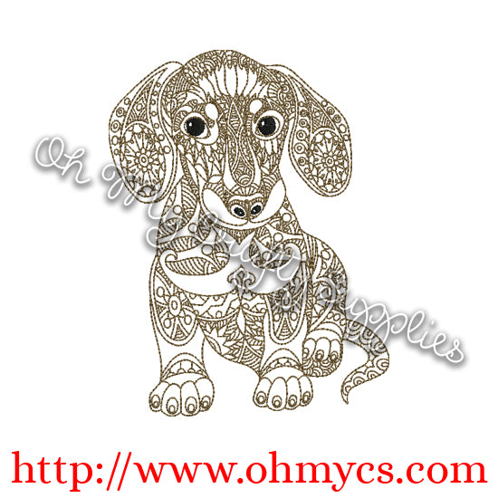Henna Dachshund Embroidery Design