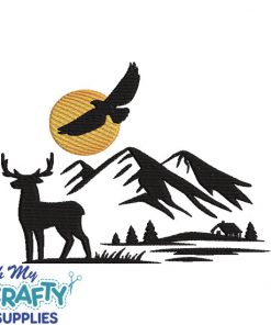 Deer Scene 1228 Embroidery Design