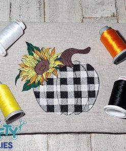 Plaid Sunflower Pumpkin Embroidery Design