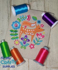 Folk Art Fox Embroidery Design