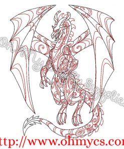 Henna Flying Dragon 2 Embroidery Design
