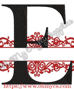 E Split Letter Embroidery Design
