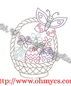 Henna Easter Basket with Butterfly Embroidery Design