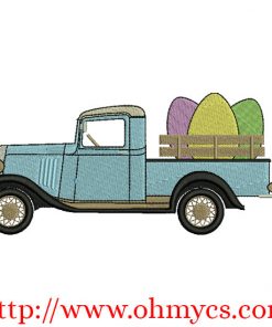 Vintage Easter Truck Embroidery Design