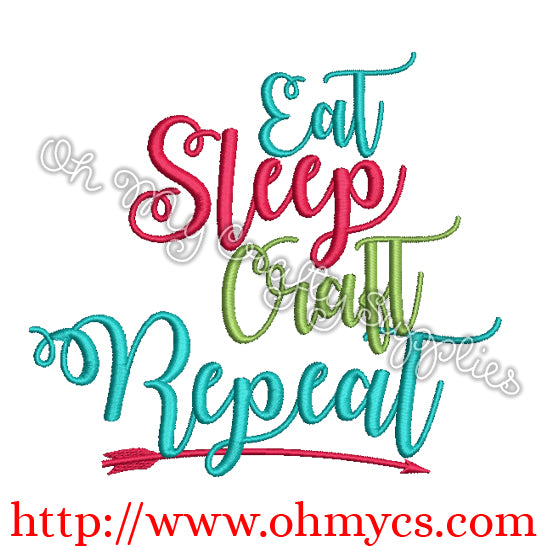 Eat Sleep Craft Repeat Embroidery Design