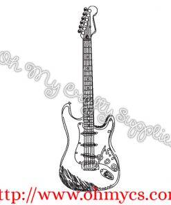 Electric Guitar Sketch Embroidery Design