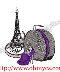 Eiffel Tower with Heels Embroidery Design