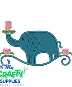 Floral Trunk Elephant Applique Design