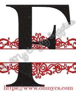 F Split Letter Embroidery Design