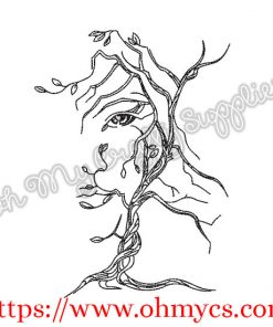 Face Tree Embroidery Design