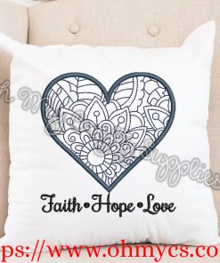 Faith Hope Love Heart Henna Embroidery Design