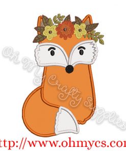 Fall Crown Fox Applique Design