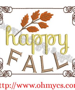 Happy Fall Frame Embroidery Design