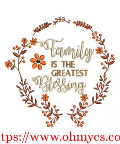 Family Blessing Embroidery Design